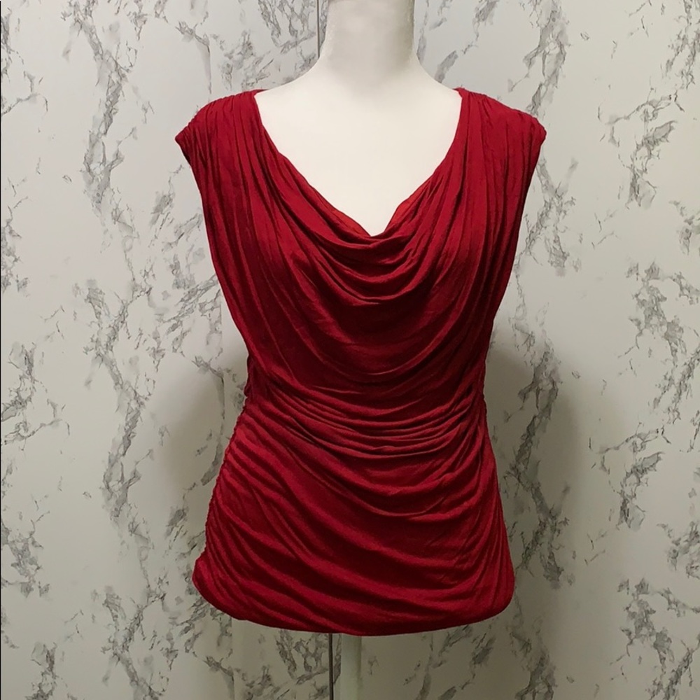 EXPRESS Ruched Red Top